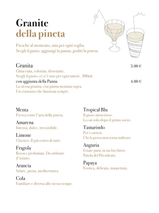 Menu page 5: granita and flavours