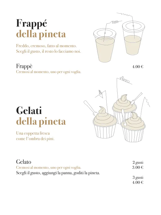 Menu page 6: milkshakes and gelato